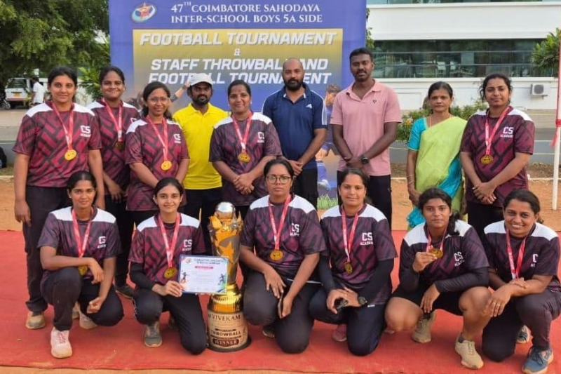 Hat-Trick Champions – CS Academy Staff Throwball Team
